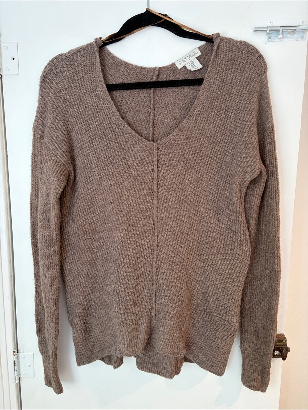 ruby moon Neutral Taupe V-Neck Knit Sweater